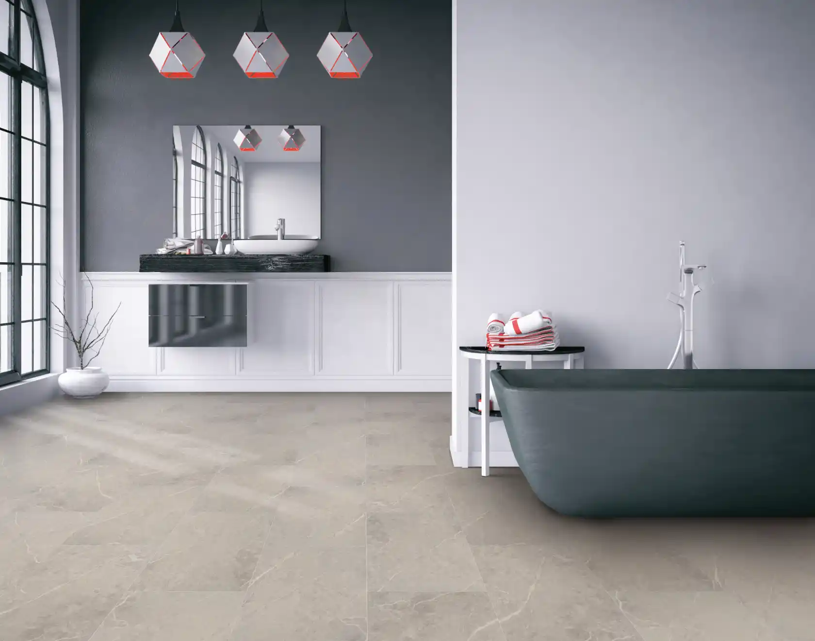 Porcelain and ceramic tile flooring installed in a Winter Haven, FL home by Blackburn's Interiors — kitchens, baths, showers, and lanais, family-owned in Polk County since 1962